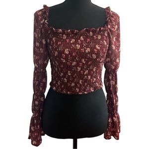 Wild Fable Floral Maroon Crop Top